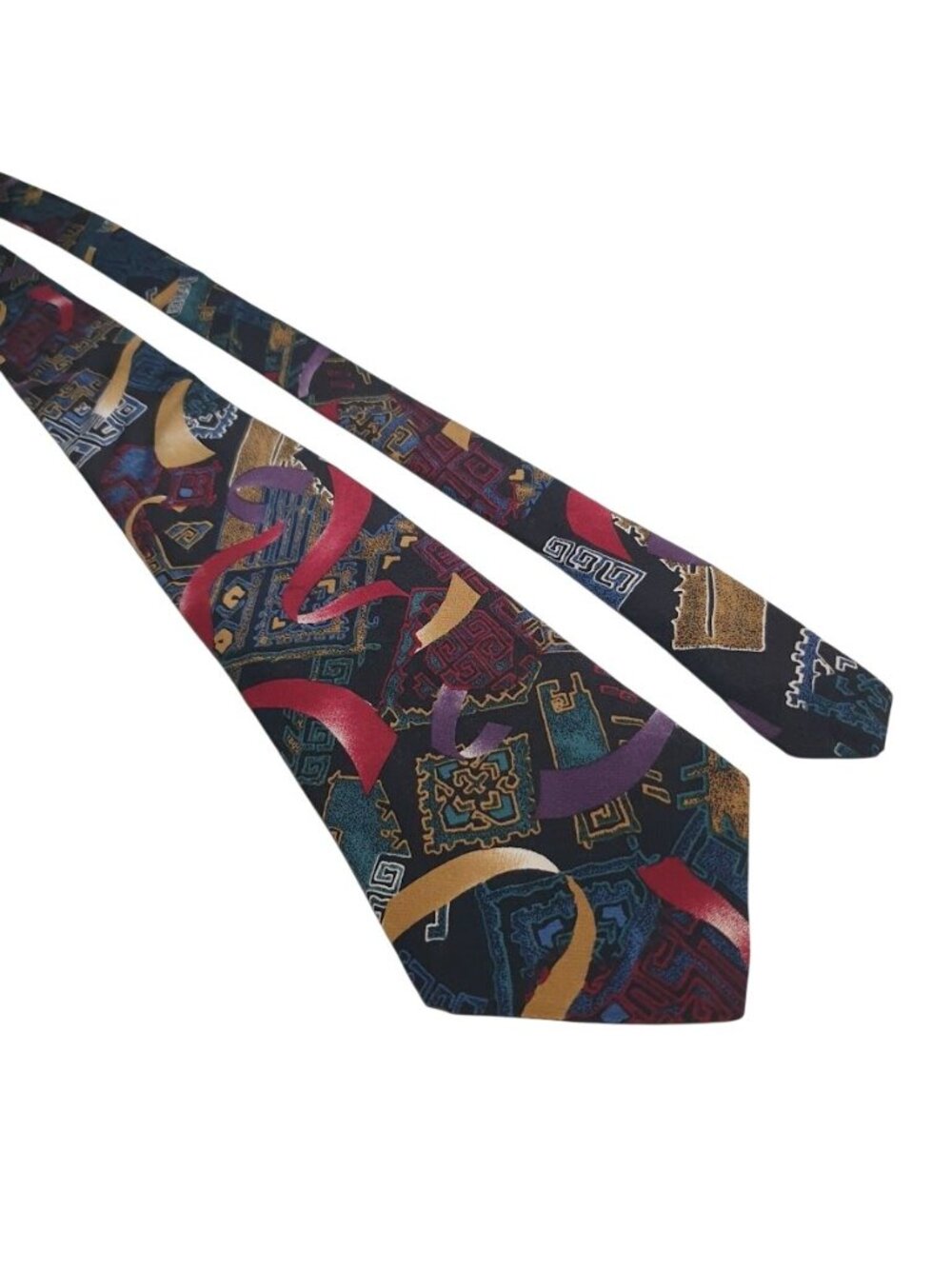 Cezani Mens Tie Abstract Multicolor Geometric Silk 55 x 4 Inches Art